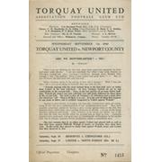 TORQUAY UNITED V NEWPORT COUNTY 1949-50 FOOTBALL PROGRAMME