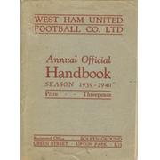 WEST HAM UNITED ANNUAL OFFICIAL HANDBOOK 1939-40