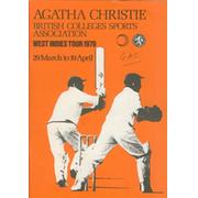 AGATHA CHRISTIE BRITISH COLLEGES SPORTS ASSOCIATION (TOUR TO WEST INDIES) 1979 CRICKET BROCHURE