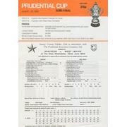 PAKISTAN V WEST INDIES 1983 (WORLD CUP SEMI-FINAL) CRICKET SCORECARD