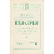 IRELAND V SCOTLAND 1954 RUGBY PROGRAMME (LAST 5 NATIONS MATCH AT RAVENHILL)