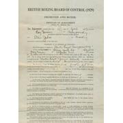 STANLEY JEHU 1933 SIGNED BOXING CONTRACT