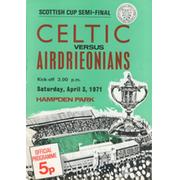 CELTIC V AIRDRIEONIANS 1971 SCOTTISH CUP SEMI-FINAL FOOTBALL PROGRAMME