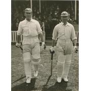 JACK HOBBS & ANDY SANDHAM 1930S (WALKING OUT TO BAT) CRICKET PHOTOGRAPH