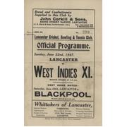 LANCASTER V WEST INDIES XI 1947 CRICKET PROGRAMME