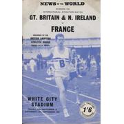 GREAT BRITAIN & N. IRELAND V FRANCE 1964 ATHLETICS PROGRAMME