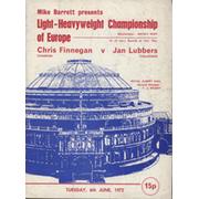 CHRIS FINNEGAN V JAN LUBBERS 1972 BOXING PROGRAMME