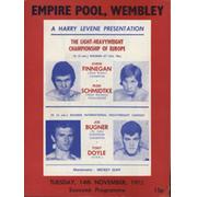 CHRIS FINNEGAN V RUDI SCHMIDTKE 1972 BOXING PROGRAMME