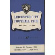 LEICESTER CITY V ASTON VILLA 1957-58 FOOTBALL PROGRAMME