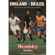 ENGLAND V BRAZIL 1978 FOOTBALL PROGRAMME