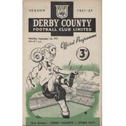 DERBY COUNTY V STOKE CITY 1951-52 FOOTBALL PROGRAMME