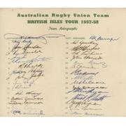 AUSTRALIA 1957-58 (BRITISH ISLES TOUR) AUTOGRAPH SHEET