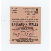 ENGLAND V WALES 1943 FOOTBALL TICKET