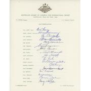 AUSTRALIA 1968 CRICKET AUTOGRAPH SHEET
