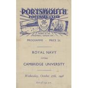 ROYAL NAVY V CAMBRIDGE UNIVERSITY (FRATTON PARK) 1948 FOOTBALL PROGRAMME