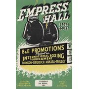 BILLY THOMPSON V JACKIE BRADDOCK 1951 BOXING PROGRAMME