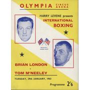 BRIAN LONDON V TOM MCNEELEY 1963 BOXING PROGRAMME