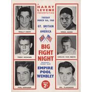 WALLY SWIFT V VIRGIL AKINS 1960 BOXING PROGRAMME