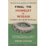 HUNSLET V WIGAN 1965 (CHALLENGE CUP FINAL) RUGBY LEAGUE PROGRAMME