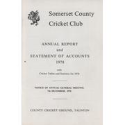 SOMERSET COUNTY CRICKET CLUB ANNUAL REPORT AND STATEMENT OF ACCOUNTS 1978