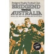 BRIDGEND V AUSTRALIA 1981 RUGBY PROGRAMME