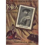 PROGRAMA OFFICIAL DE LAS PLAZAS DE TOROS DE BARCELONA - TEMPORADA 1952
