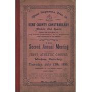 KENT COUNTY CONSTABULARY ATHLETIC CLUB SPORTS 1899 PROGRAMME (CANTERBURY)