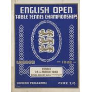 ENGLISH OPEN TABLE TENNIS CHAMPIONSHIPS - SOUVENIR PROGRAMME 1960