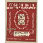 ENGLISH OPEN TABLE TENNIS CHAMPIONSHIPS - SOUVENIR PROGRAMME 1958