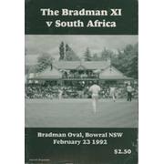 THE BRADMAN XI V SOUTH AFRICA 1992 (BEFORE WORLD CUP) CRICKET PROGRAMME