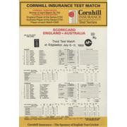 ENGLAND V AUSTRALIA 1989 (EDGBASTON) CRICKET SCORECARD