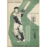 BRUSSELS CC V HAMPSHIRE CCC 1967 (ROYAL RASANTE TENNIS HOCKEY CLUB) CRICKET PROGRAMME