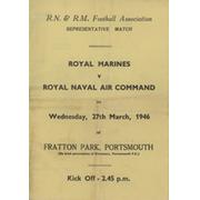 ROYAL MARINES V ROYAL NAVAL AIR COMMAND 1946 FOOTBALL PROGRAMME