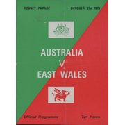 EAST WALES V AUSTRALIA 1973-74 RUGBY PROGRAMME