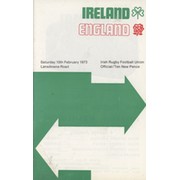 IRELAND V ENGLAND 1973 RUGBY UNION PROGRAMME
