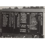AUSTRALIA V ENGLAND 1936-37 (5TH TEST) SCOREBOARD CRICKET PHOTOGRAPH