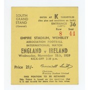 ENGLAND V IRELAND 1959 FOOTBALL TICKET