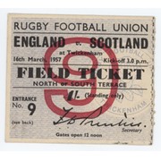 ENGLAND V SCOTLAND 1957 RUGBY TICKET