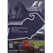 FORMULA 1 BRITISH GRAND PRIX SILVERSTONE - OFFICIAL PROGRAMME 1998