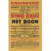 ERIC BOON V RAYMOND RENARD 1938 BOXING FLYER POSTER