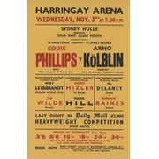 EDDIE PHILLIPS V ARNO KOLBLIN 1937 BOXING FLYER POSTER