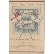 QUEENSLAND RUGBY TOUR OF NEW SOUTH WALES 1904 ITINERARY