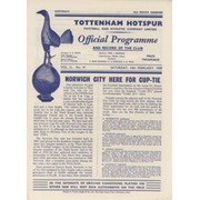 TOTTENHAM HOTSPUR V NORWICH CITY 1958-59 FOOTBALL PROGRAMME 