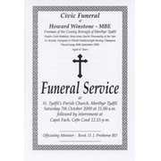 HOWARD WINSTONE FUNERAL SERVICE 2000 - ORDER OF SERVICE
