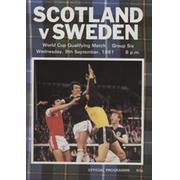 SCOTLAND V SWEDEN 1981 FOOTBALL PROGRAMME