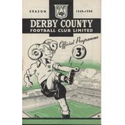 DERBY COUNTY V SUNDERLAND 1949-50 FOOTBALL PROGRAMME