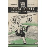 DERBY COUNTY V HUDDERSFIELD TOWN 1949-50 FOOTBALL PROGRAMME