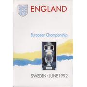 ENGLAND - EUROPEAN CHAMPIONSHIP SWEDEN JUNE 1992 BROCHURE, PLUS EXTRAS