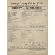SURREY V MIDDLESEX 1896 CRICKET SCORECARD
