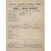 SURREY V OXFORD UNIVERSITY 1902 CRICKET SCORECARD